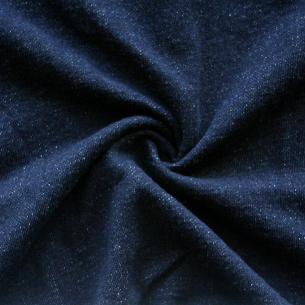 Very Dark Navy Blue Cotton French Terry Fabric
