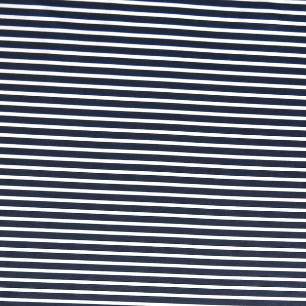 Dark Navy 3/16 and White 1/8 inch wide Stripe Nylon Spandex Swimsuit Fabric