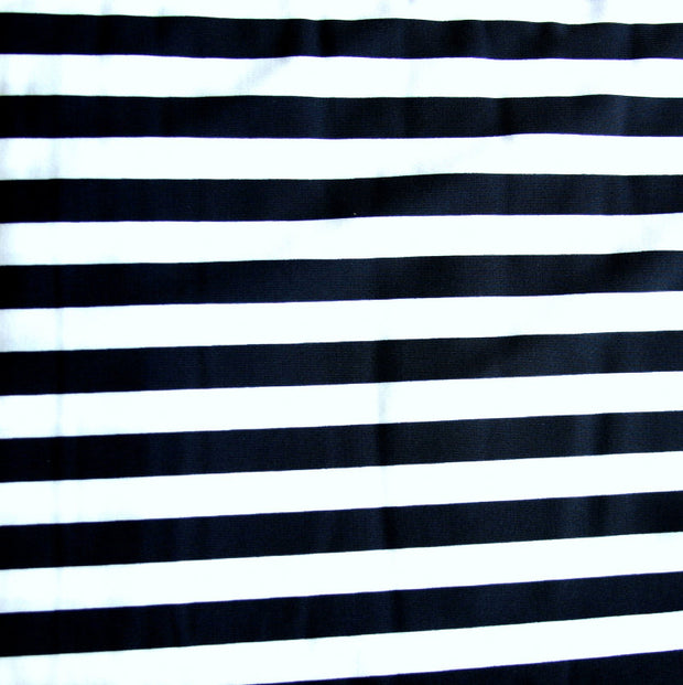 Dark Navy and White 1/2" Stripe Nylon Lycra Swimsuit Fabric