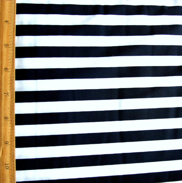 Navy and White 1/2 Stripe Nylon Spandex Swimsuit Fabric