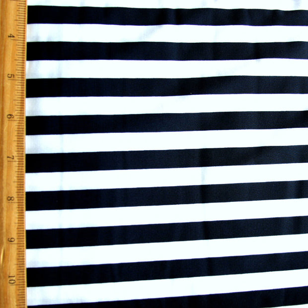 Dark Navy and White 1/2" Stripe Nylon Lycra Swimsuit Fabric