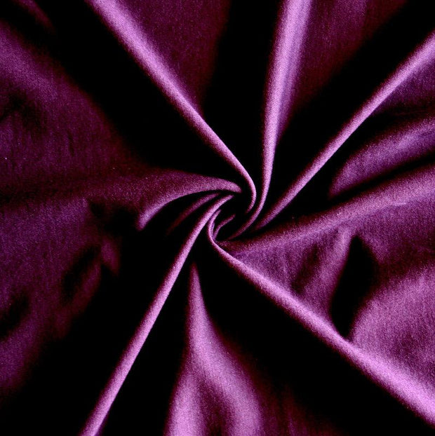 Dark Purple Bamboo Cotton Lycra French Terry Fabric - 20" Remnant