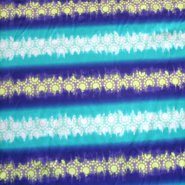 Dark Purple, Teal Ombre Sun Stripe Nylon Lycra Swimsuit Fabric
