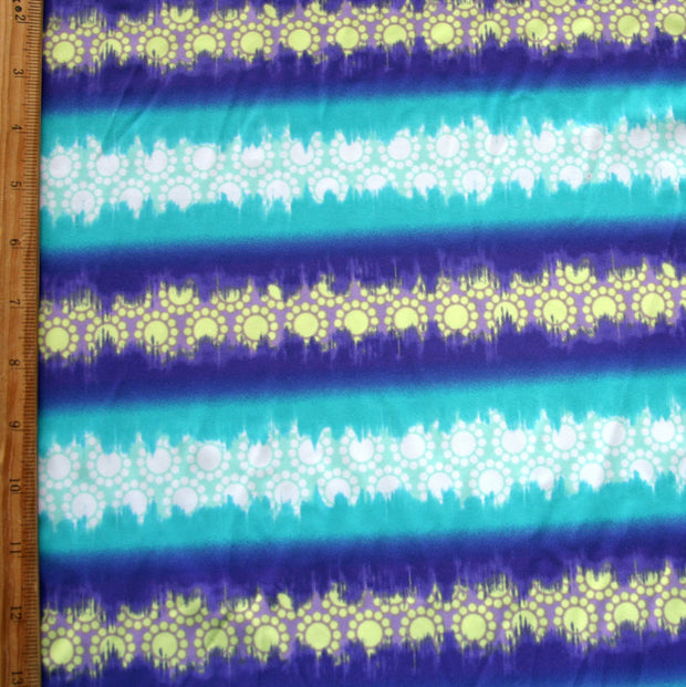 Dark Purple, Teal Ombre Sun Stripe Nylon Lycra Swimsuit Fabric