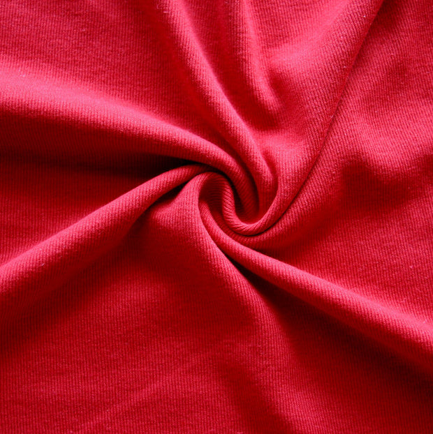 Dark Red Cotton Rib Knit Fabric