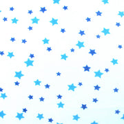 Denim Blue and Teal Stars Cotton Knit Fabric - 32" Remnant Piece