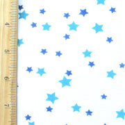 Denim Blue and Teal Stars Cotton Knit Fabric - 32" Remnant Piece