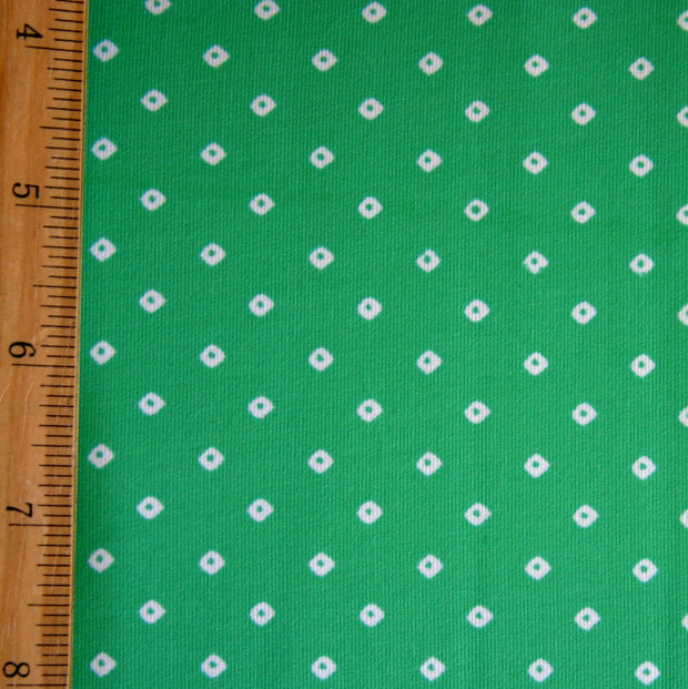 Tiny White Diamonds on Bright Green Swimsuit Fabric