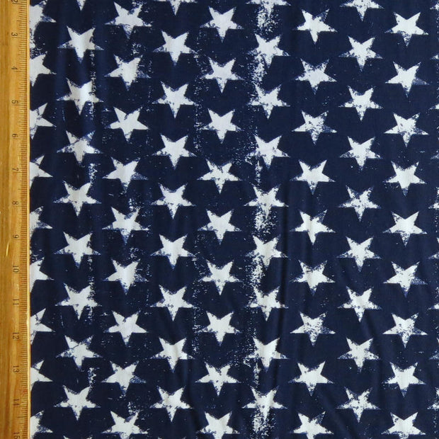 Distressed Patriotic Stars on Navy Nylon Spandex Swimsuit Fabric - SECONDS - Not Quite Perfect