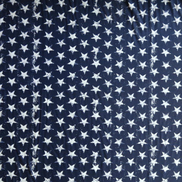Distressed Patriotic Stars on Navy Nylon Spandex Swimsuit Fabric - SECONDS - Not Quite Perfect