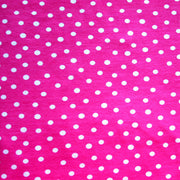 White Dotty Dots on Bright Pink Cotton Lycra Knit Fabric