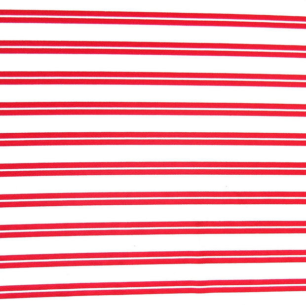 Double Red and White Stripe Nylon Spandex Swimsuit Fabric