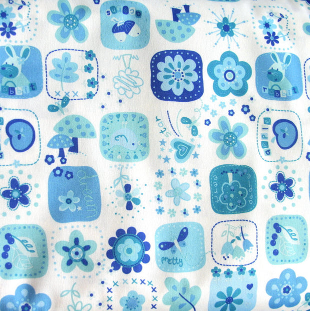Dream, Pretty, Star PUL Knit Fabric, Blue Colorway