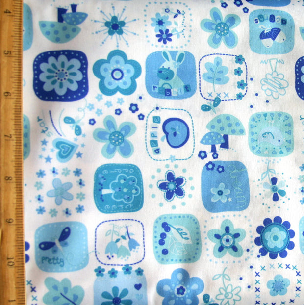 Dream, Pretty, Star PUL Knit Fabric, Blue Colorway
