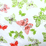 Lacey Butterflies Cotton Knit Fabric, Green Colorway - 34" Remnant Piece