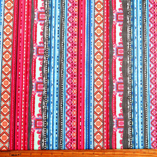 Ethnic Vertical Stripe Nylon Spandex Swimsuit Fabric