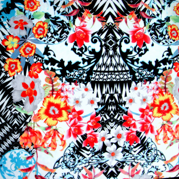 Exotic Floral Nylon Lycra Swimsuit Fabric - 12" Remnant Piece
