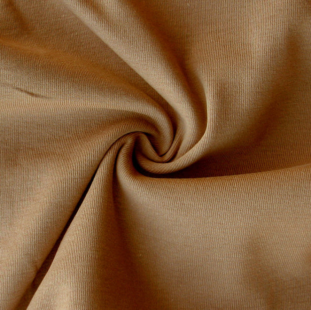 Fawn Brown Cotton Rib Knit Fabric