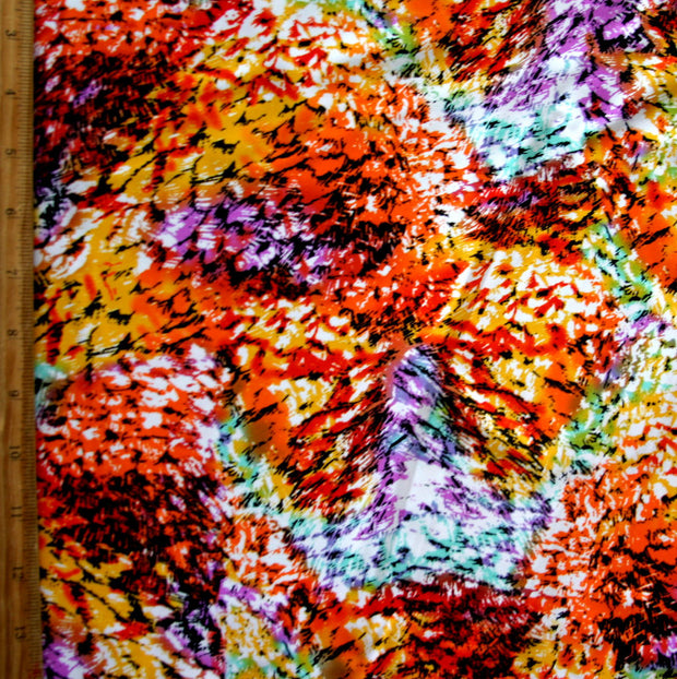 Colorful Feathers Nylon Spandex Swimsuit Fabric - 26" Remnant