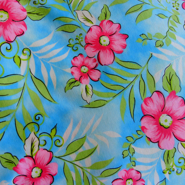 Ferns and Floral Cotton Knit Fabric