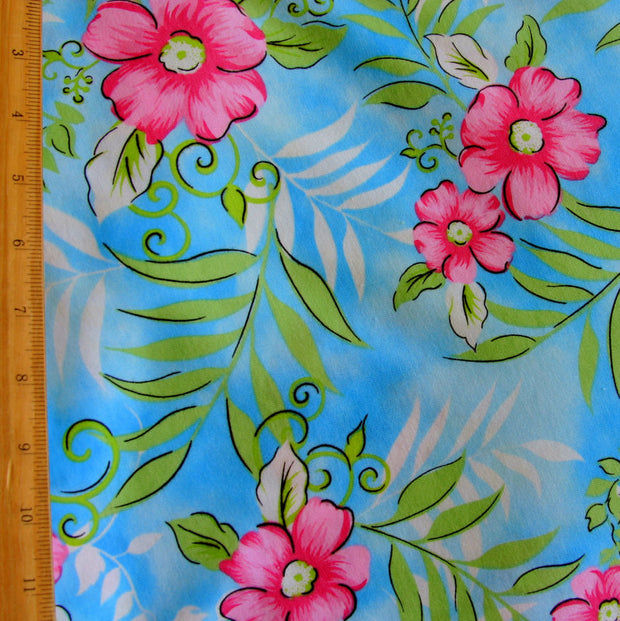 Ferns and Floral Cotton Knit Fabric