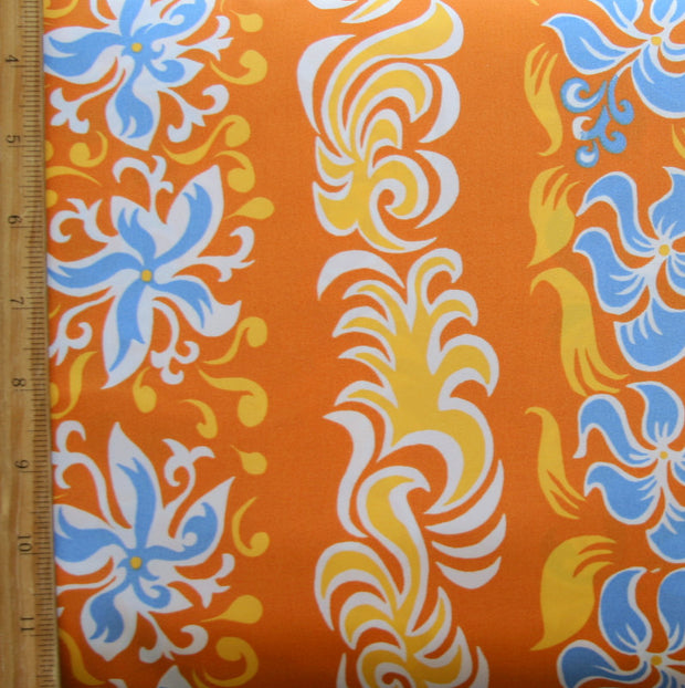 Flame and Floral Vertical Stripe Microfiber Boardshort Fabric