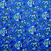 Floral Paisley on Blue Nylon Lycra Swimsuit Fabric