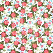 Floral Spray on White Nylon Lycra Swimsuit Fabric