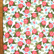 Floral Spray on White Nylon Lycra Swimsuit Fabric