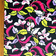 Floral Vines on Black Nylon Spandex Swimsuit Fabric