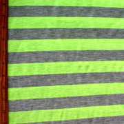 Fluorescent Green and Heathered Grey Stripe Knit Fabric