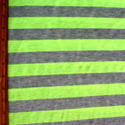 Fluorescent Green and Heathered Grey Stripe Knit Fabric