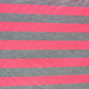 Fluorescent Pink and Heathered Grey Stripe Knit Fabric