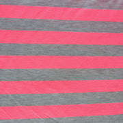 Fluorescent Pink and Heathered Grey Stripe Knit Fabric