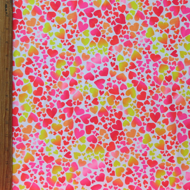 Fluorescent Hearts Nylon Spandex Swimsuit Fabric