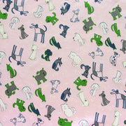 Four Legged Friends Cotton Knit Fabric, Pink Colorway