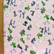 Four Legged Friends Cotton Knit Fabric, Pink Colorway
