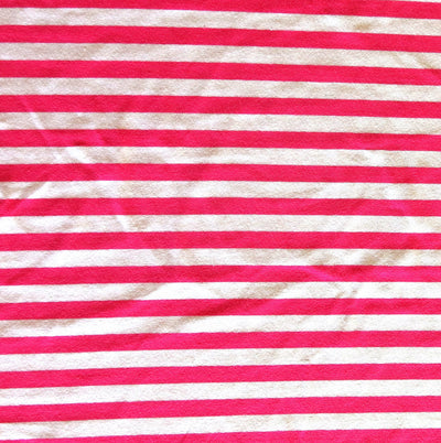Fuschia Pink and White 3/8" wide Stripe Cotton Lycra Knit Fabric