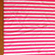 Fuschia Pink and White 3/8" wide Stripe Cotton Lycra Knit Fabric