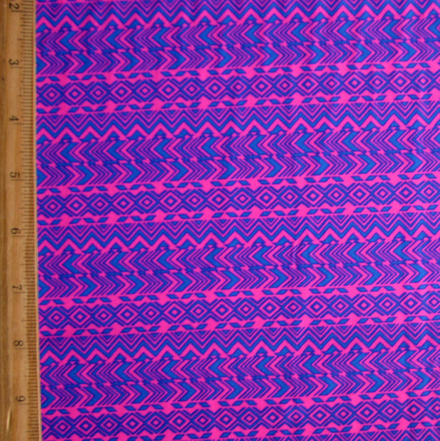 Fuschia Royal Chevron Tribal Stripe Nylon Lycra Swimsuit Fabric