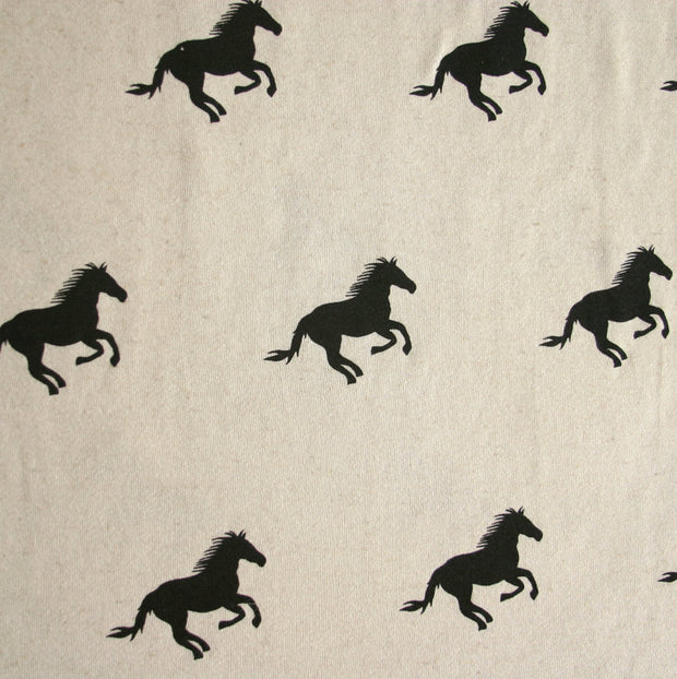 Galloping Horses Cotton French Terry Fabric