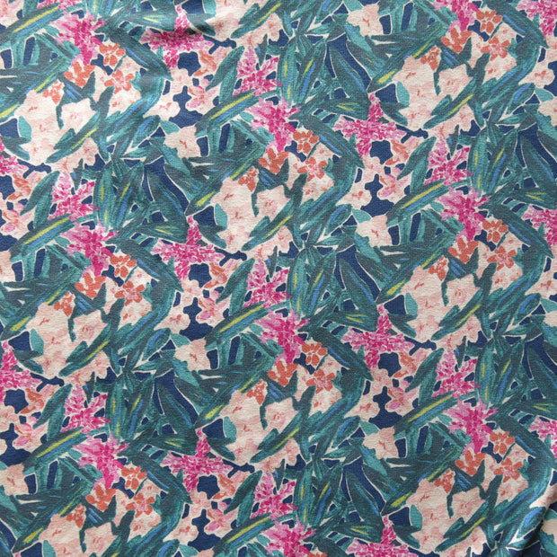 Garden Party Floral Cotton Lycra Jersey Knit Fabric