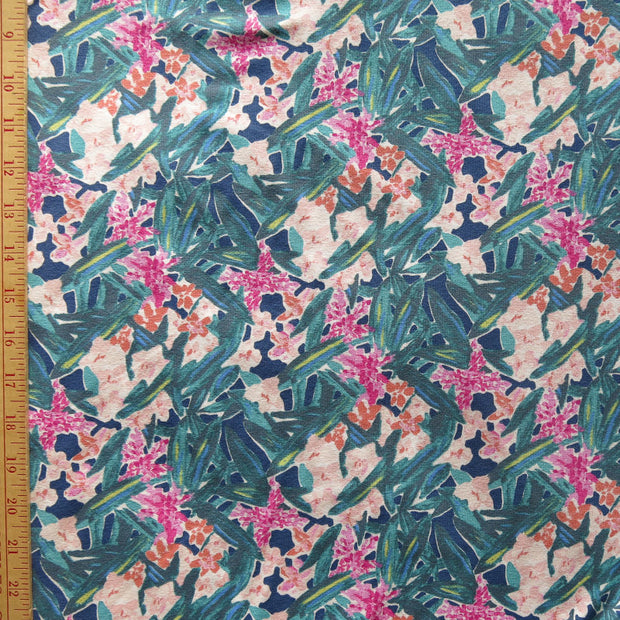 Garden Party Floral Cotton Lycra Jersey Knit Fabric