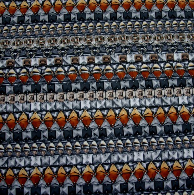 Gems and Metal Nylon Lycra Swimsuit Fabric