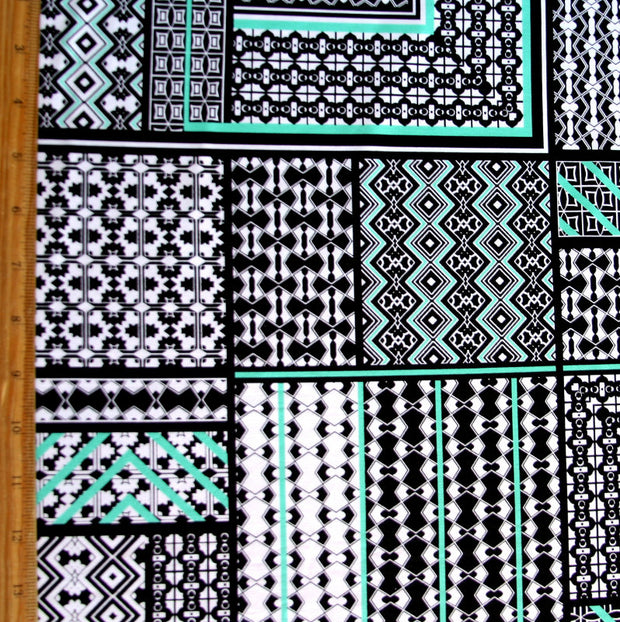 Geometrics Nylon Lycra Swimsuit Fabric, Green Colorway