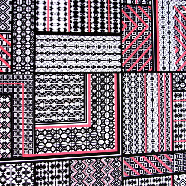 Geometrics Nylon Lycra Swimsuit Fabric, Pink Colorway - 1 yard 8" Piece