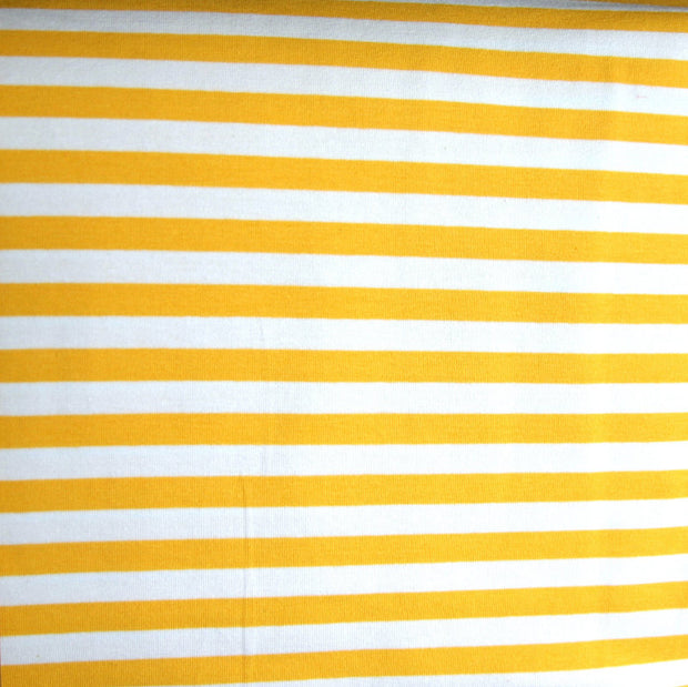 Goldenrod and White 3/8" wide Stripe Cotton Lycra Knit Fabric