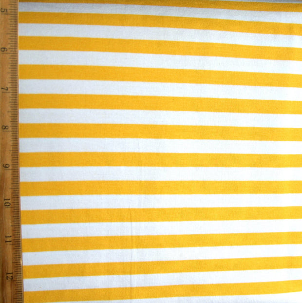 Goldenrod and White 3/8" wide Stripe Cotton Lycra Knit Fabric