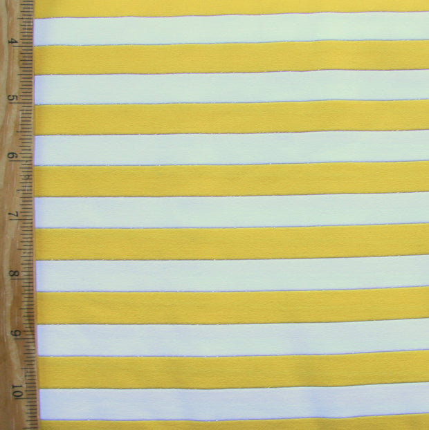 Goldenrod and White Stripes with Silver and Gold Accents Swimsuit Fabric