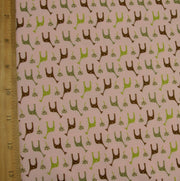 Grass Giraffes on Pink Cotton Lycra Knit Fabric